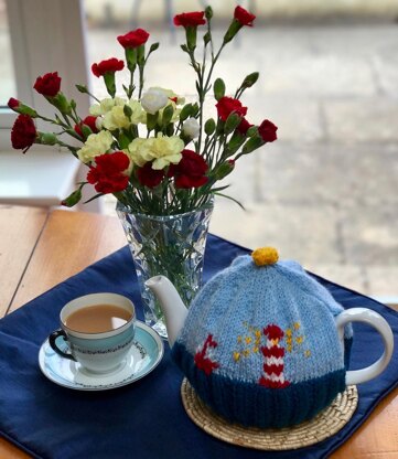 Lighthouse Tea Cosy in Patons Fab DK