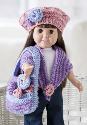 Floral Knit Doll Accessories in Red Heart Soft Solids - LW2559