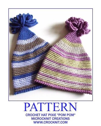 Crochet Hat Pixie POM POM