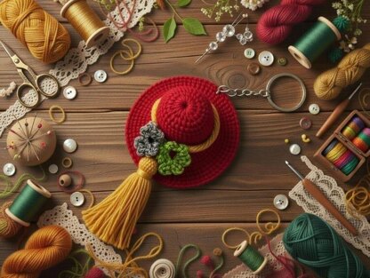 Crochet Hat Keychain Pdf + ideo Tutorials