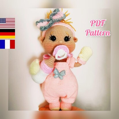Crochet baby doll pattern 25 cm (9,84″) (Deutsch, English, Français)