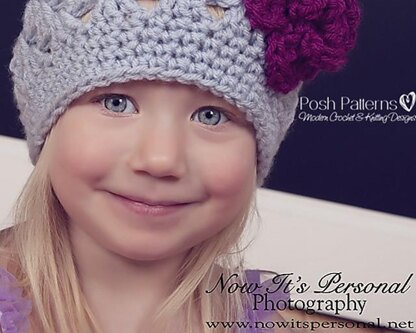 Crochet Cluster Beanie Hat With Flower Pattern 123