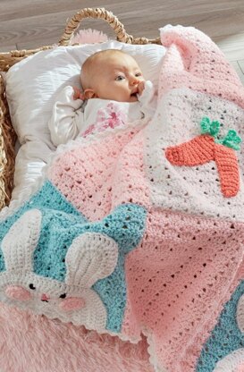 Luv My Bunny Blanket in Red Heart Baby Hugs Medium - LW5496 - Downloadable PDF