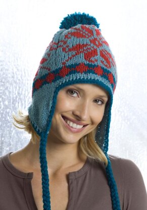 Ear Flap Hat in Red Heart Super Saver Economy Solids - KTV2001K
