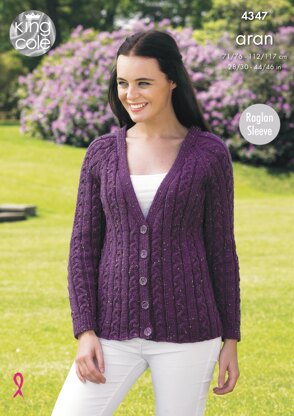 Cardigan and Sweater in King Cole Fashion Aran - 4347 - Downloadable PDF