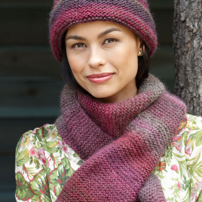 Striking Hat and Scarf in Lion Brand Amazing - 90306B