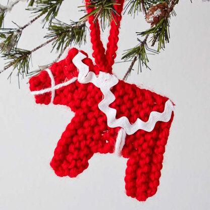 Dala Horse Ornament in Caron Simply Soft - Downloadable PDF