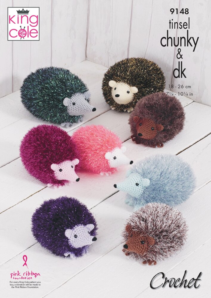Hedgehog - Small, Medium & Large Crocheted in King Cole Tinsel