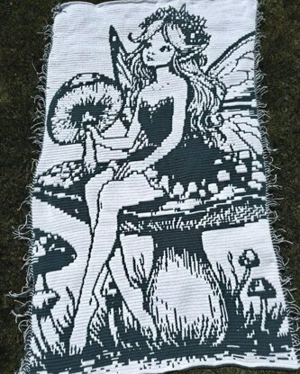 Fungal Fae | Fantasy Fairy Mushroom Overlay Mosaic Crochet Blanket PDF Pattern