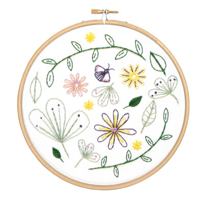 Hawthorn Handmade Wildflower Meadow Contemporary Printed Embroidery Kit - 16cm