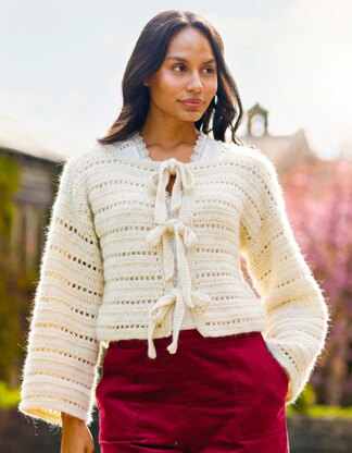 Pixie Tie Cardigan in Fable Brushed Aran - Downloadable PDF
