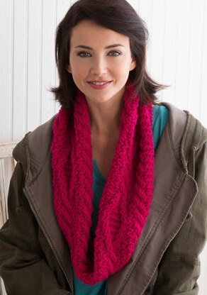 Three Crosses Cowl in Red Heart with Love Solids - LW4618 - Downloadable PDF