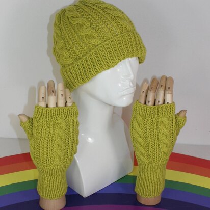 Adult & Teen Aran Cable & Fishermans Rib Beanie & Gloves