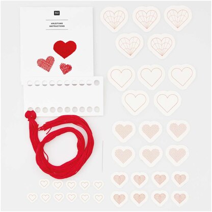 Rico Stick and Stitch Hearts Embroidery Kit