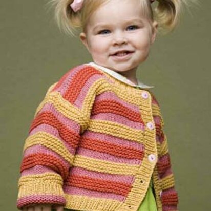Striped Cardi in Lion Brand Cotton-Ease - 60448