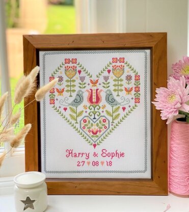 Historical Sampler Company Scandi Heart Wedding - Downloadable PDF