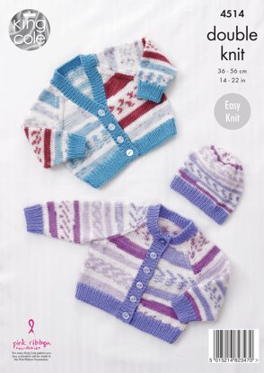 Raglan Cardigans & Hat in King Cole Cherish DK & Cherished DK - 4514 - Downloadable PDF