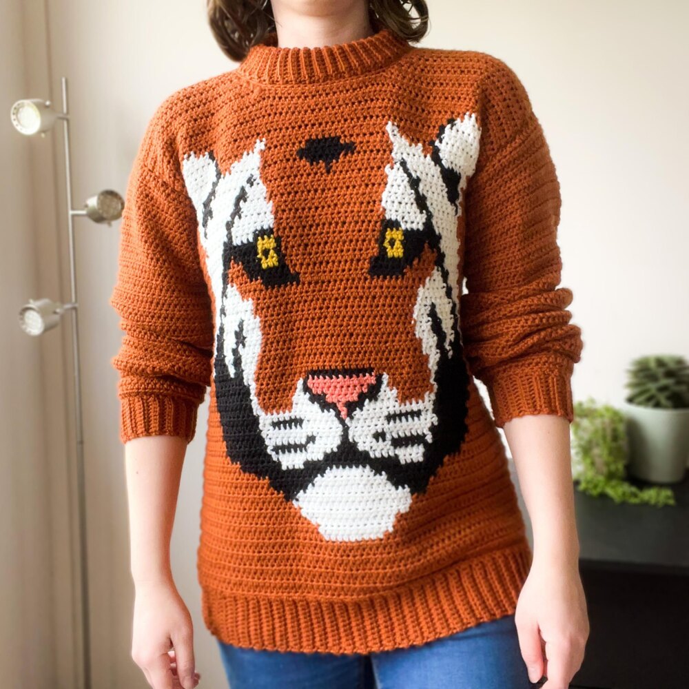 Orange hot sale tiger sweater