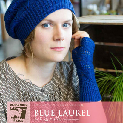 Blue Laurel Hat & Mitts in Juniper Moon Farm Findley DK - Downloadable PDF