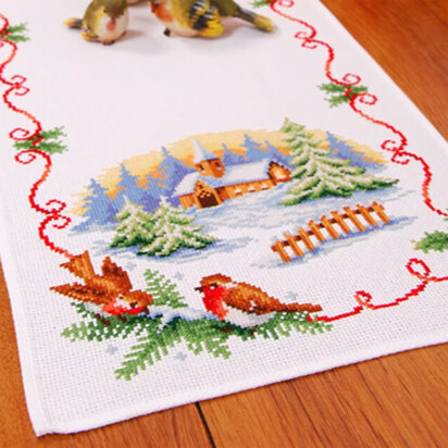 Vervaco Aida Table Runner Christmas Landscape Cross Stitch Kit