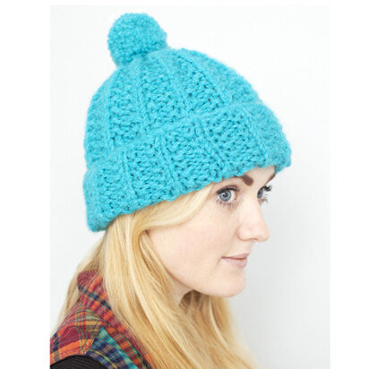 "Moss Stitch Rib Hat" - Hat Knitting Pattern For Women in Debbie Bliss Paloma