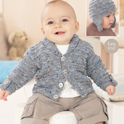 Helmet and Cardigan in Sirdar Snuggly Tiny Tots DK - 1426 - Downloadable PDF