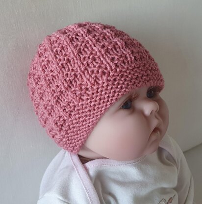 Kerry - Texture stitch 8ply baby beanie with garter brim