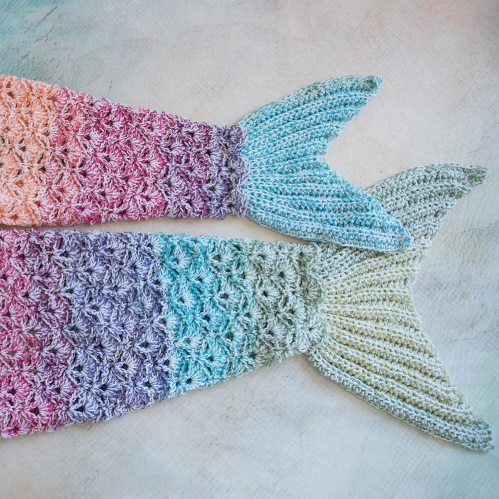 Rainbow Sparkle Mermaid Blanket Crochet pattern by MJsOffTheHook