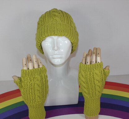 Adult & Teen Aran Cable & Fishermans Rib Beanie & Gloves