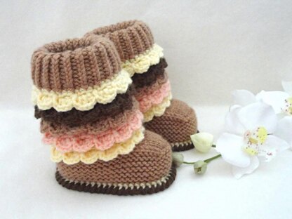 Knit Crochet PATTERN Baby Booties and Hat by Elena Mitchell