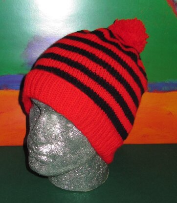 Simple Stripe Bobble Beanie Hat