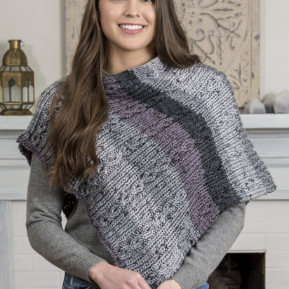 Cable Rib Poncho in Premier Yarns Serenity Chunky Big Ombre - Downloadable PDF
