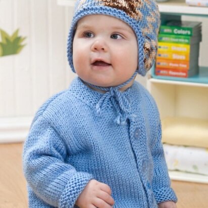 Baby Cardigan & Hat in Red Heart Soft Baby Steps Solids - WR2171 - knitting pattern