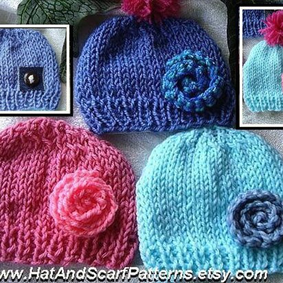 575 UNISEX KNITTED BEANIE HAT, and flower