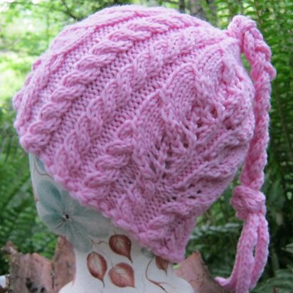 Twin Leaves & Cables Cap - knitting pattern