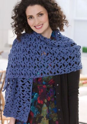 Romantic Lacy Shawl in Red Heart Soft Solids - LW2586
