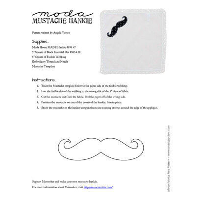 Moda Fabrics Mustache Hankie Quilt - Downloadable PDF