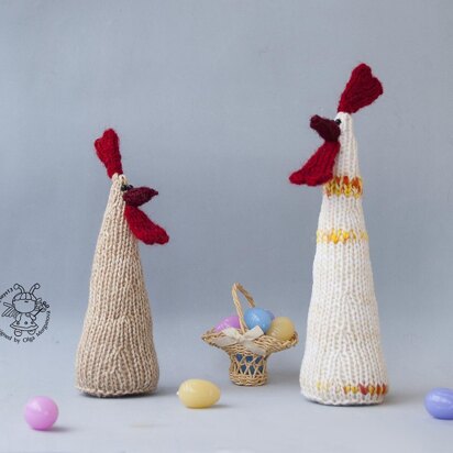 Two Easter Waldorf Roosters - knitting pattern