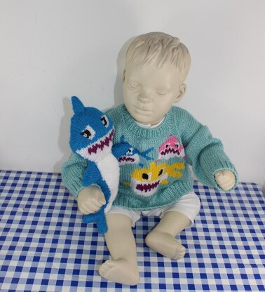 Baby and Toddler Shark Family Sweater and Toy