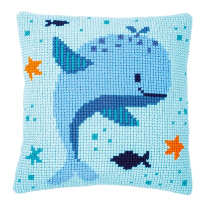 Vervaco Whales Fun Cross Stitch Cushion Kit - 40 x 40 cm