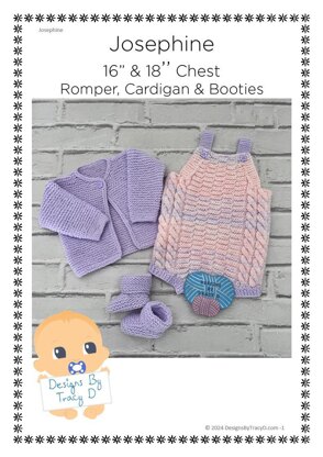 Josephine Baby Romper, Cardigan & Booties set 0-6mths