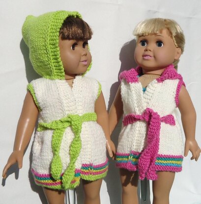 California Collection Beachwear, Knitting Patterns fit American Girl and other 18-Inch Dolls