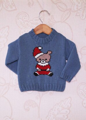 Intarsia - Santa Teddy Chart - Childrens Sweater