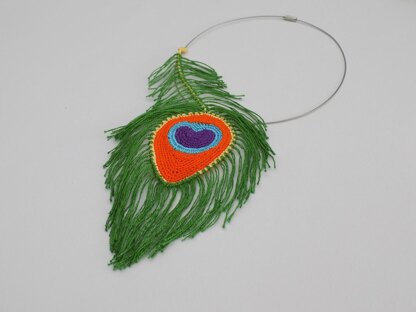 Peacock feather necklace