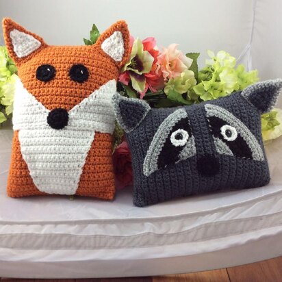 Raccoon and Red Fox Pillow Pals