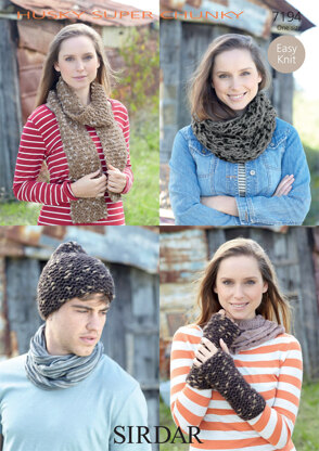 Hat, Wrist Warmers, Scarf and Snood in Sirdar Husky - 7194 - Downloadable PDF