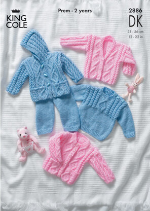 Sweater, Jacket, Trousers and Cardigan in King Cole Comfort Baby DK - 2886