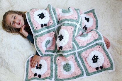 Sheep Granny Square Blanket