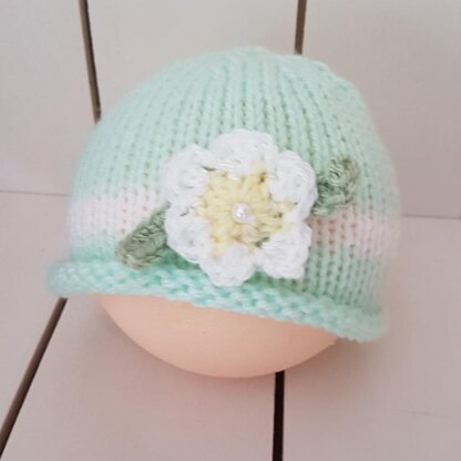 Easy Baby Girl Flower Beanie