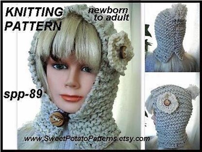  Knitting Hood Pattern | By SweetPotatoPatterns 